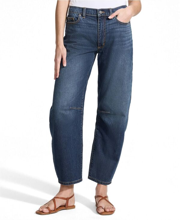 ランズエンド レディース ボトムス カジュアルパンツ プチ デニム アンクル ジーンズ Lands' End Petite Soft Denimid Rise Relaxed Barreleg Ankle Jeans Dark indigo blue wash インディゴ｜ReVida 店