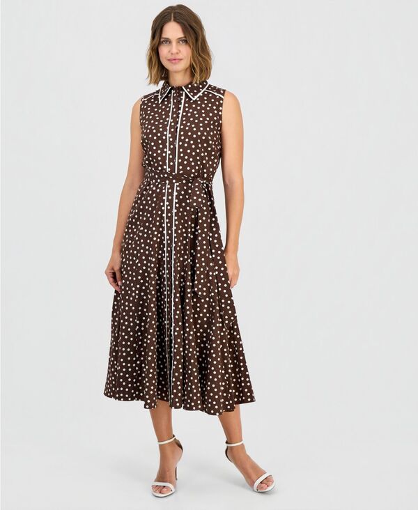 アンクライン レディース トップス シャツ ノースリーブ Anne Klein Women'sleevelesshirtdress Dark Chocolate / White Dove ホワイト｜ReVida 店
