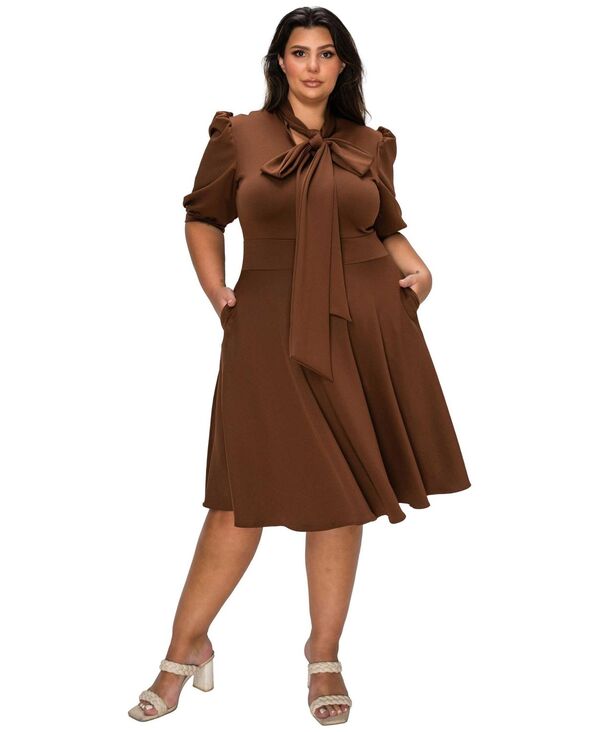リブド レディース トップス ワンピース プラスサイズ L I V D Plusize Carina Donna Pocket Dress Brown ブラウン｜ReVida 店