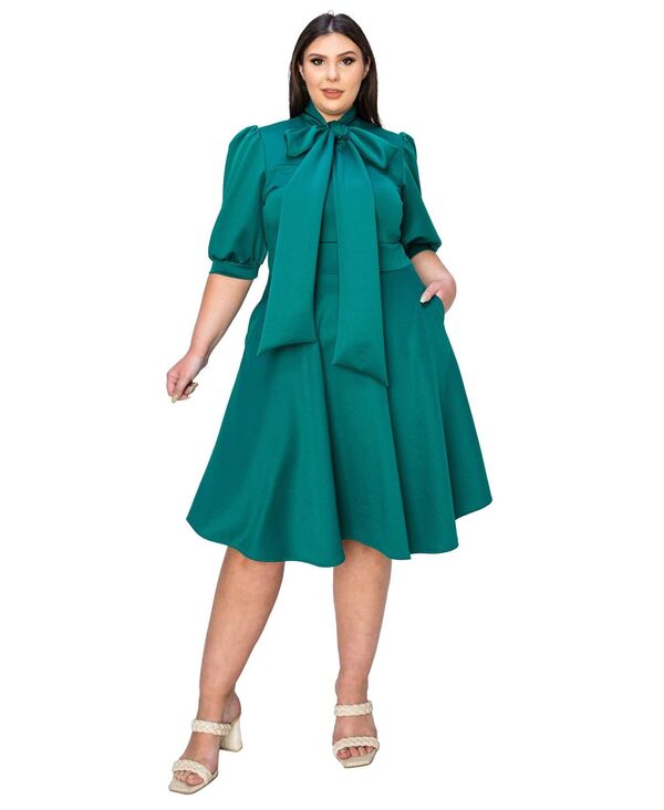 リブド レディース トップス ワンピース プラスサイズ L I V D Plusize Carina Donna Pocket Dress Emerald エメラルド｜ReVida 店