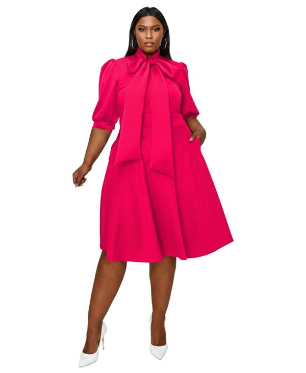 リブド レディース トップス ワンピース プラスサイズ L I V D Plusize Carina Donna Pocket Dress Fuchsia フューシャ｜ReVida 店