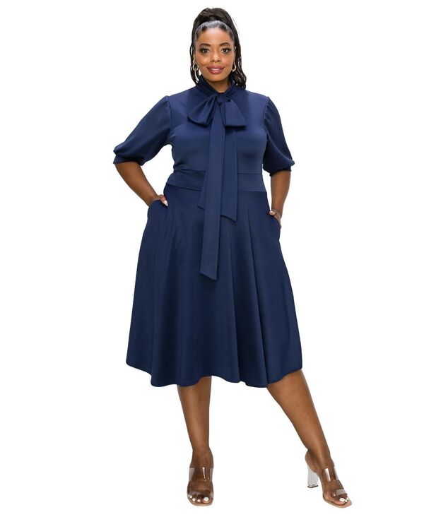 リブド レディース トップス ワンピース プラスサイズ L I V D Plusize Carina Donna Pocket Dress Navy ネイビー|ReVida 店