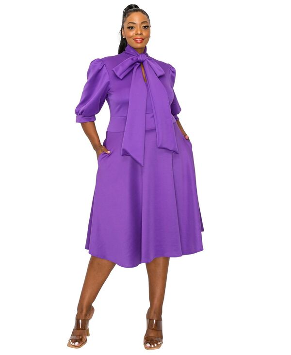 リブド レディース トップス ワンピース プラスサイズ L I V D Plusize Carina Donna Pocket Dress Purple パープル｜ReVida 店