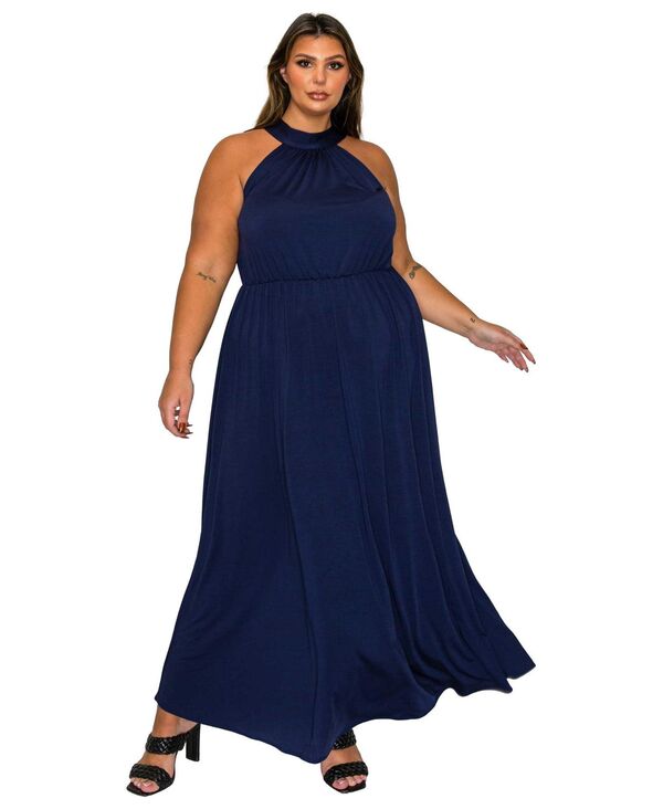 リブド レディース トップス ワンピース プラスサイズ ホルター L I V D Plusize Cassia Halter Neck Dress Navy ネイビー｜ReVida 店 16,485円