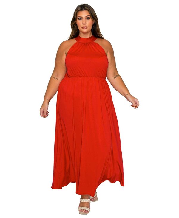 リブド レディース トップス ワンピース プラスサイズ ホルター L I V D Plusize Cassia Halter Neck Dress Red レッド｜ReVida 店 16,045円