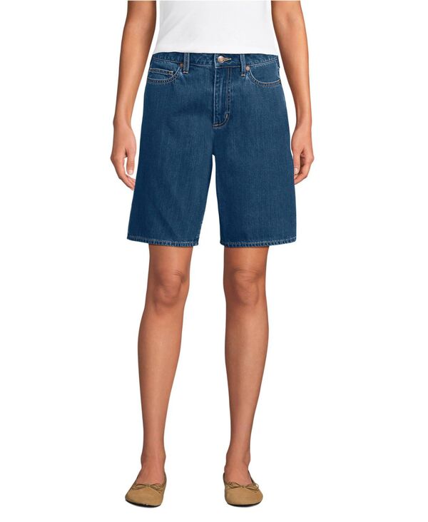 ランズエンド レディース ボトムス ハーフパンツ・ショーツ プチ ショートパンツ デニム Lands' End Petite Lightweight Denimid Rise 10 Shorts Crawford wash デニム|ReVida 店
