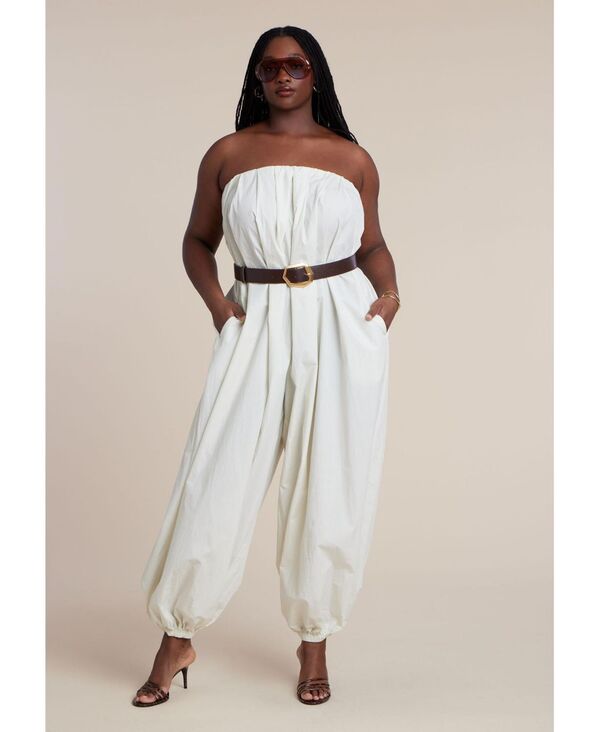 エロクイ レディース トップス ジャンプスーツ ELOQUII Women's Belted Balloon Jumpsuit Coconut milk｜ReVida 店
