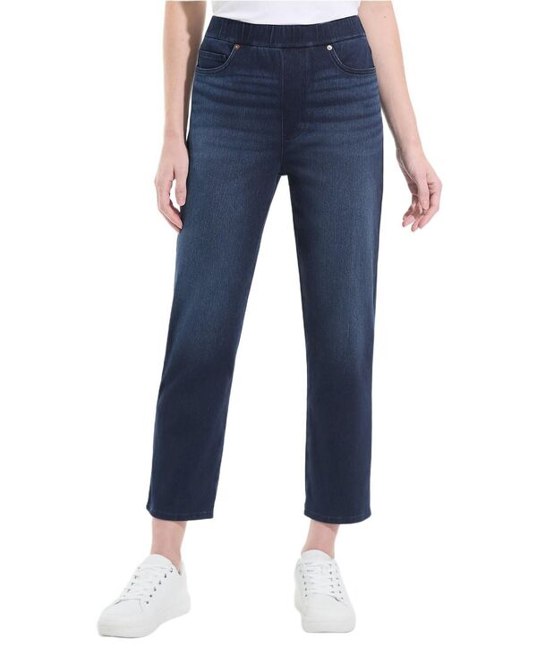 ランズエンド レディース ボトムス デニムパンツ ニット ジーンズ Lands' End Women'starfishigh Rise Knit Denim Straight Crop Jeans Dark indigo blue wash インディゴ｜ReVida 店
