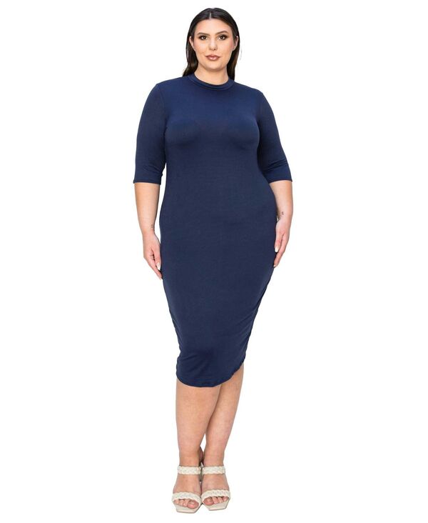 リブド レディース トップス ワンピース プラスサイズ ミディ L I V D Plusize Mona Midi Dress Navy ネイビー｜ReVida 店 9,105円