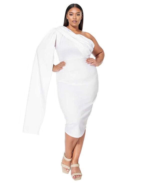 リブド レディース トップス ワンピース ケープデザイン プラスサイズ キャップ ケープ L I V D Plusize Spade One Shoulder Cape Dress White ホワイト|ReVida 店
