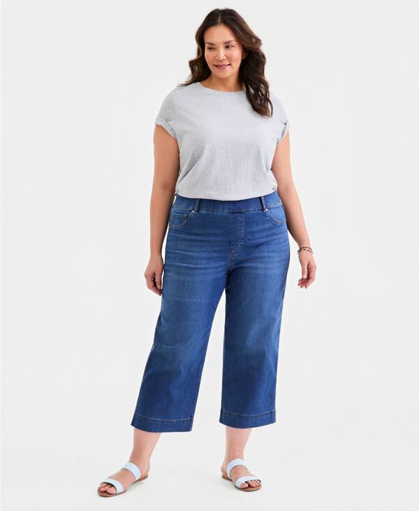 スタイルアンドコー レディース ボトムス デニムパンツ プラスサイズ クロップド ジーンズ Style & Co Plusize High-Rise Shaping Cropped Jeansummit Wash|ReVida 店
