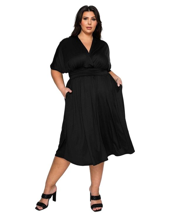 リブド レディース トップス ワンピース プラスサイズ ミディ エンパイア L I V D Plusize Cyra Empire Midi Dress Black ブラック|ReVida 店