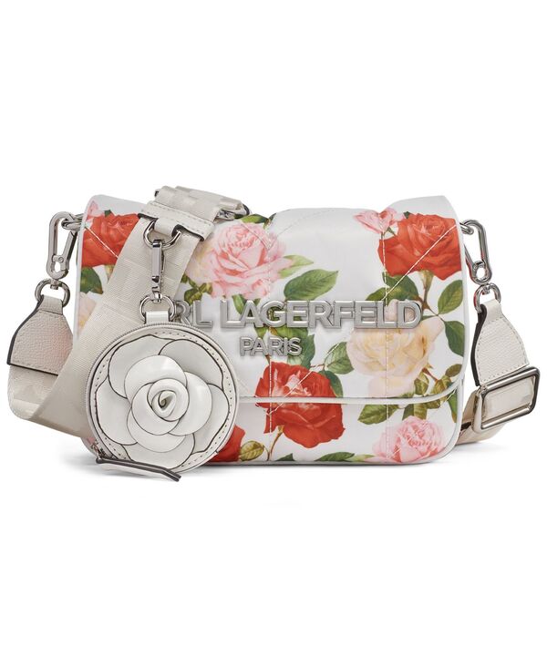 カール ラガーフェルド レディース バッグ KARLAGERFELD PARIS Voyage Small Crossbody Handbag Floral White ホワイト|ReVida 店