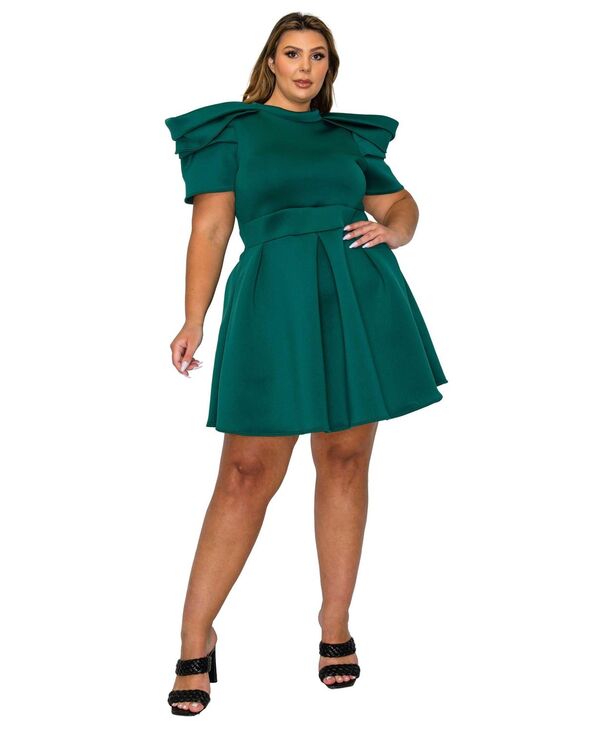 リブド レディース トップス ワンピース プラスサイズ L I V D Plusize Karina Neoprene Flare Dress Hunter green グリーン｜ReVida 店 22,578円