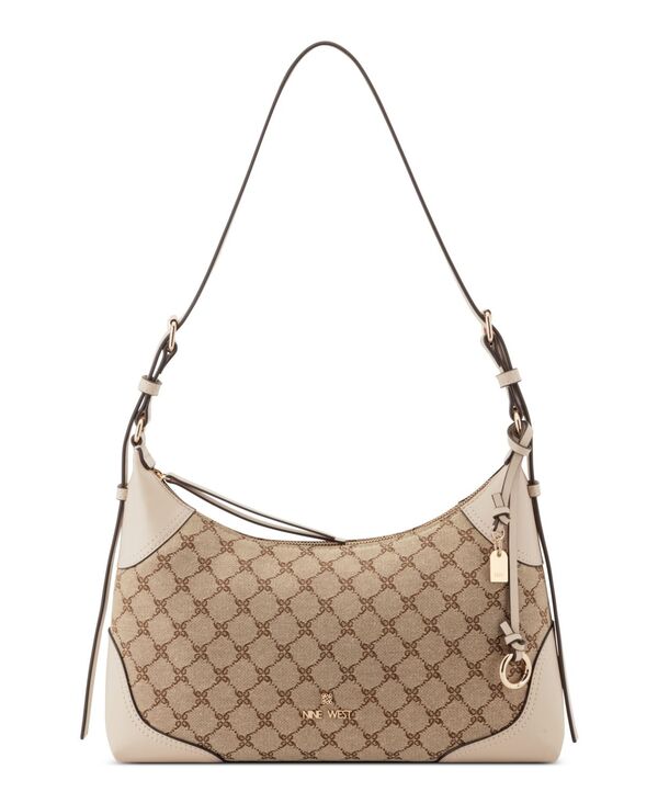 ナインウェスト レディース バッグ Nine West Allie Convertible Medium Shoulder Bag Mocha Logo Beige モカ｜ReVida 店
