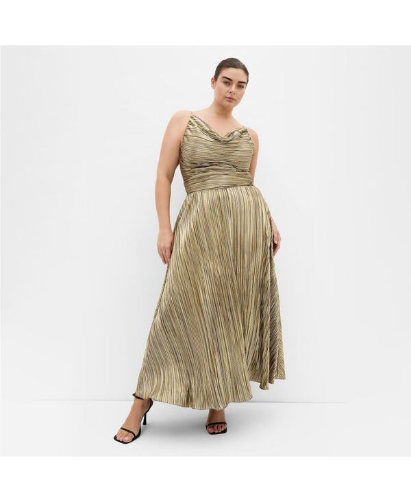 シティーシック レディース トップス ワンピース トール CITY CHIC Women's Kamila Cowl Neck Metallic Dress Bronze メタリック|ReVida 店