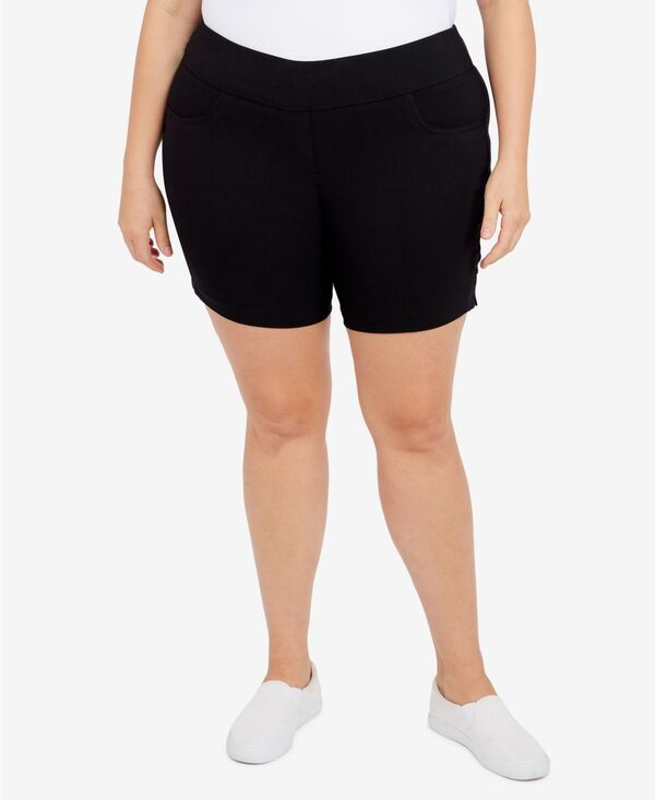 ハーツオブパーム レディース ボトムス ハーフパンツ・ショーツ プラスサイズ ショートパンツ HEARTS OF PALM Plusizessentialsolid Color Tech Stretch Shorts with Elastic Waistband Black ブラック|ReVida 店