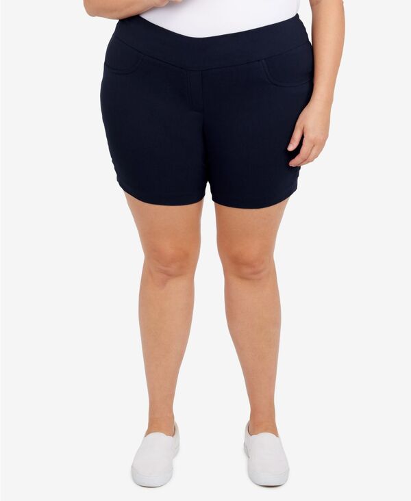 ハーツオブパーム レディース ボトムス ハーフパンツ・ショーツ プラスサイズ ショートパンツ HEARTS OF PALM Plusizessentialsolid Color Tech Stretch Shorts with Elastic Waistband Navy ネイビー|ReVida 店
