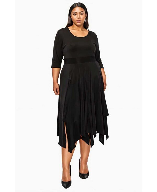 リブド レディース トップス ワンピース プラスサイズ L I V D Plusize Shay Handkerchief Hem Dress Black ブラック｜ReVida 店