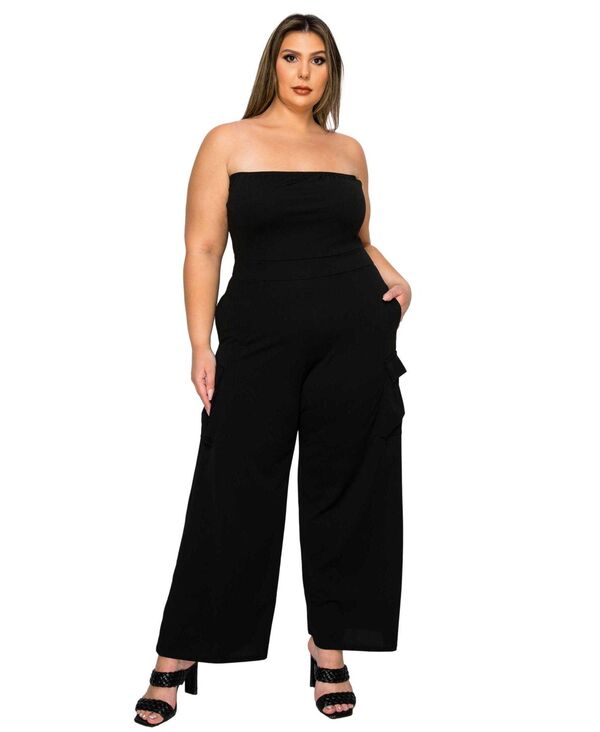 リブド レディース ボトムス カジュアルパンツ プラスサイズ ノースリーブ ジャンプスーツ L I V D Women's Plusize Yumi Sleeveless Cargo Jumpsuit Black ブラック｜ReVida 店