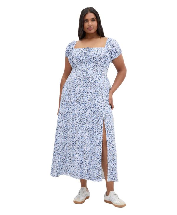 シティーシック レディース トップス ワンピース フラワー柄 プリント マキシ フラワー CITY CHIC Women's Abbie Short Sleeve Floral Print Maxi Dress Blue ブルー|ReVida 店