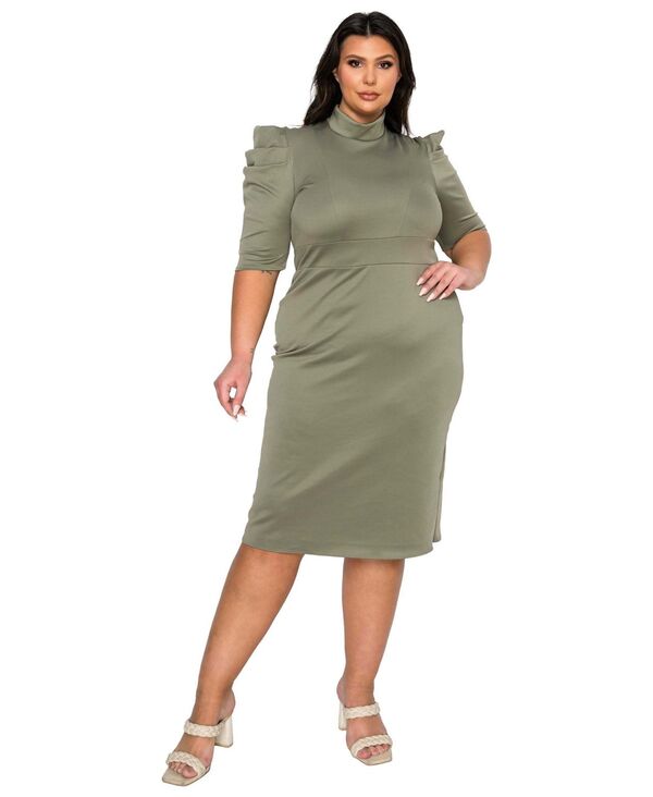 リブド レディース トップス ワンピース プラスサイズ L I V D Plusize Astra Sheath Dress Dark sage セージ｜ReVida 店
