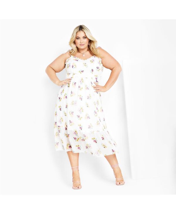 シティーシック レディース トップス ワンピース プラスサイズ CITY CHIC Women's Plusize Ariadne Dress Ivory ditsy アイボリー｜ReVida 店