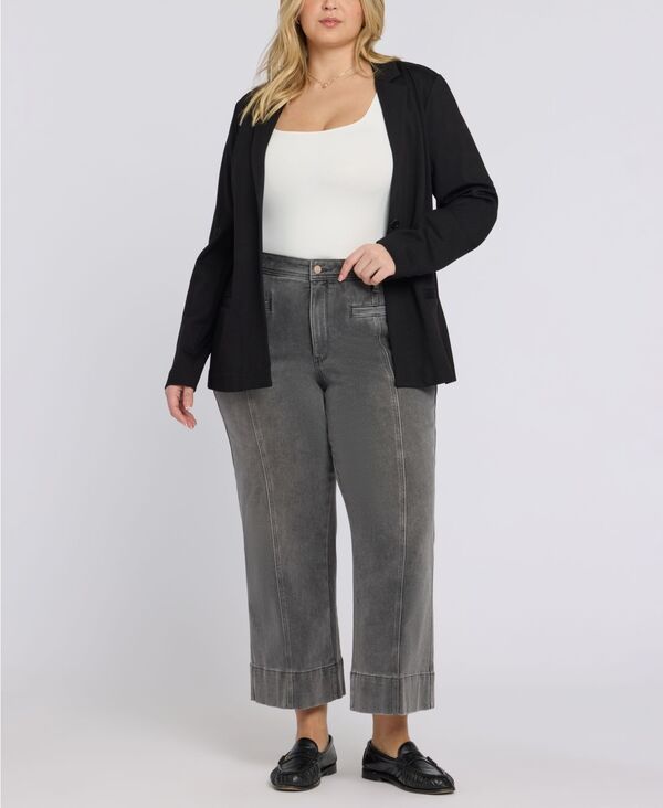 エヌワイディージェイ レディース ボトムス デニムパンツ プラスサイズ アンクル ジーンズ NYDJ Plusize Teresa Wide-Leg Ankle Jeans with Liftuck Technology Dusty Ash アッシュ|ReVida 店