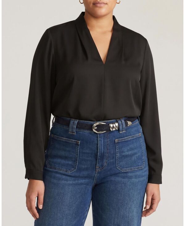 ユニバーサル スタンダード レディース トップス シャツ ジョーゼット プラスサイズ サテン ブラウス Universal Standard Plusize Georgette Satin Cambria Blouse Black ブラック｜ReVida 店
