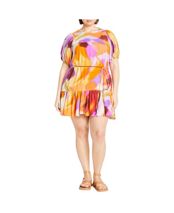 シティーシック レディース トップス ワンピース プラスサイズ プリント CITY CHIC Plusizesme Print Dressummer swirl|ReVida 店