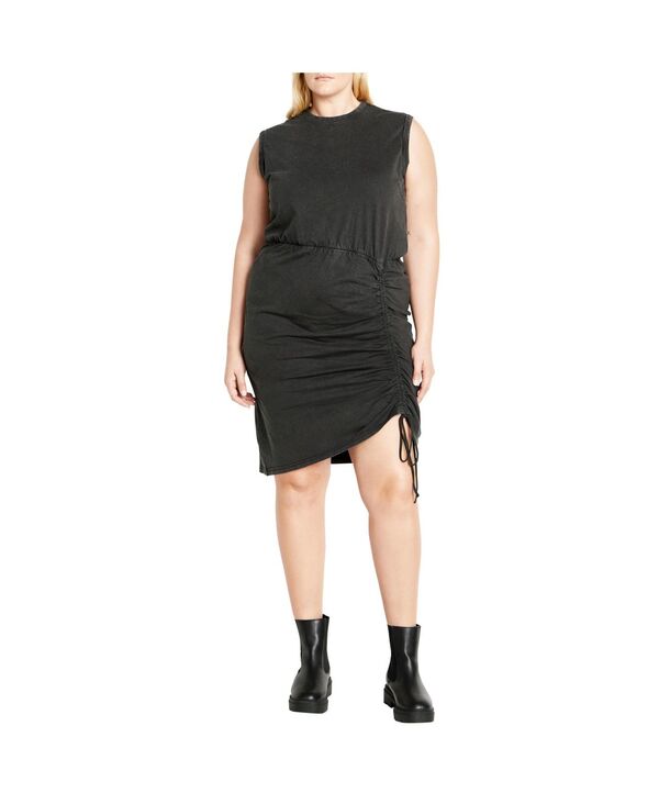 シティーシック レディース トップス ワンピース プラスサイズ CITY CHIC Plusize Ivy Wash Dress Black acid wash ブラック|ReVida 店