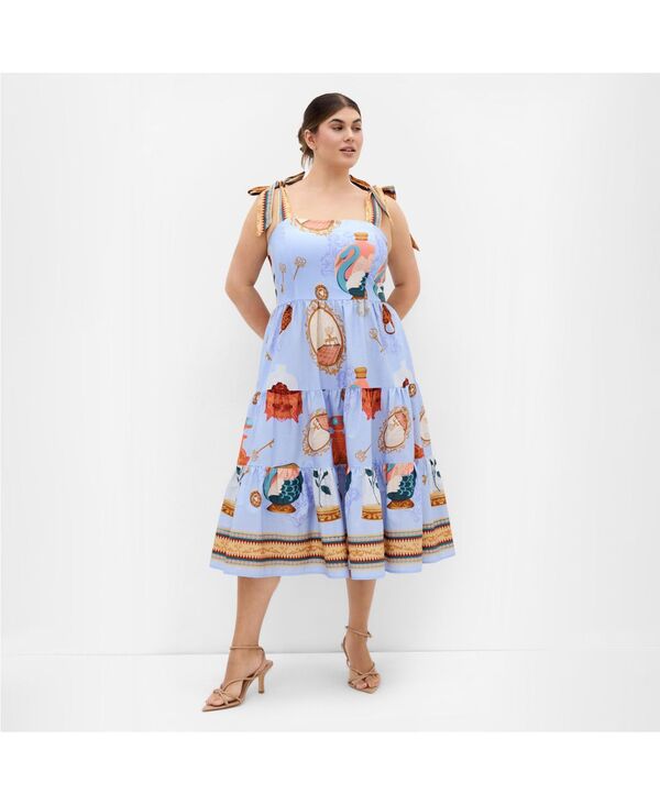 シティーシック レディース トップス ワンピース プラスサイズ プリント CITY CHIC Women's Plusize Casey Beauty Print Border Dress Refined beauty|ReVida 店