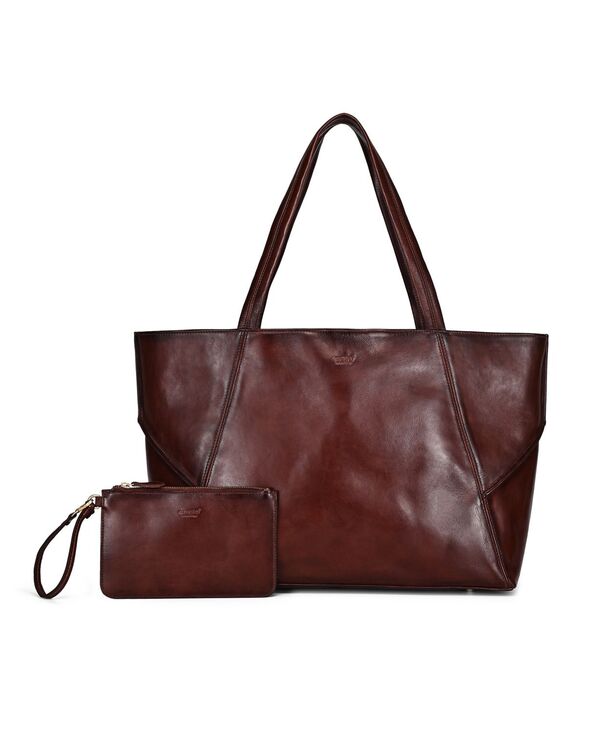 オールドトレンド レディース バッグ レザー OLD TREND Wishbonextra-Large Leather Carryall Tote Handbag Chocolate Brown ブラウン｜ReVida 店