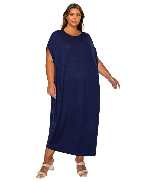 リブド レディース トップス ワンピース プラスサイズ L I V D Plusize Sasha Kaftan Dress Navy ネイビー｜ReVida 店