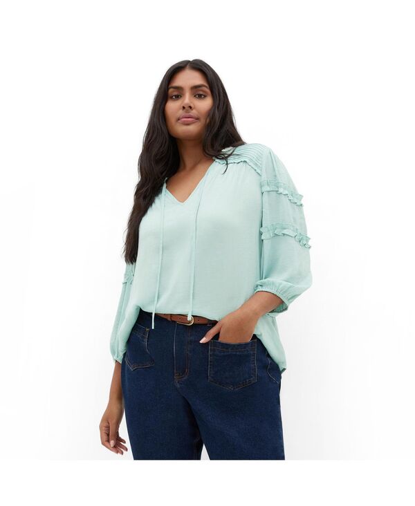 シティーシック レディース トップス シャツ CITY CHIC Women's Drama Queen Elbow Sleeve Shirt Misty|ReVida 店