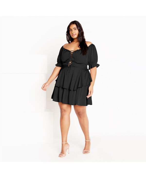 シティーシック レディース トップス ワンピース プラスサイズ CITY CHIC Women's Plusize Nia Dress Black ブラック｜ReVida 店 20,286円