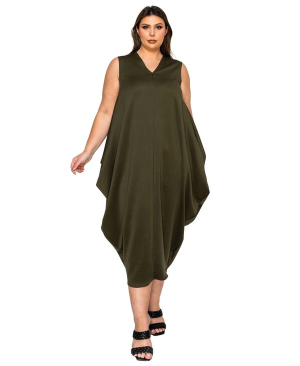 リブド レディース トップス ワンピース プラスサイズ ノースリーブ L I V D Plusize Clover Sleeveless Bubble Hem Dress Army アーミー｜ReVida 店