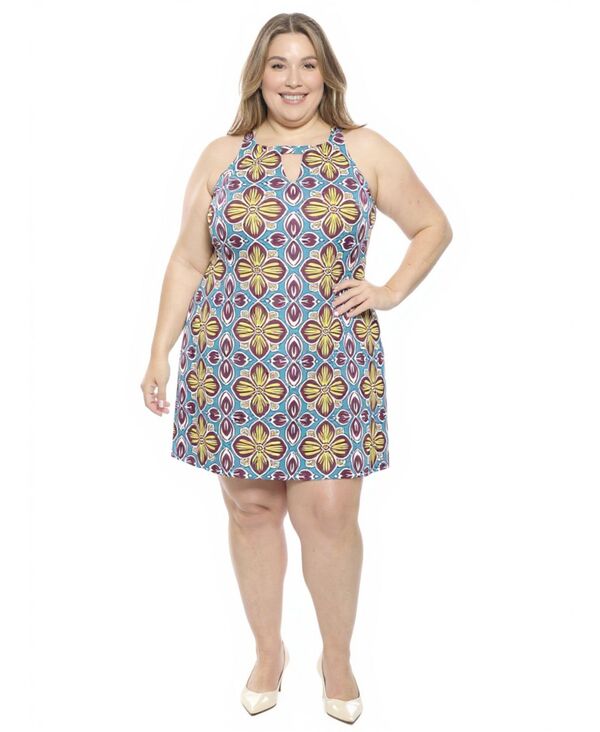24 セブンコンフォート レディース トップス ワンピース フラワー柄 プラスサイズ ノースリーブ フラワー 24seven Comfort Apparel Plusize Floral Paisley Sleeveless Keyhole Dress Blue Multi ブルー｜ReVida 店