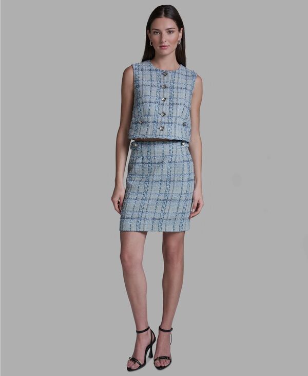 ビーシビージー レディース ボトムスカート ミニ ツイード BCBG Women's Tweed Zipper Mini Skirt Light French Sky｜ReVida 店 10,514円