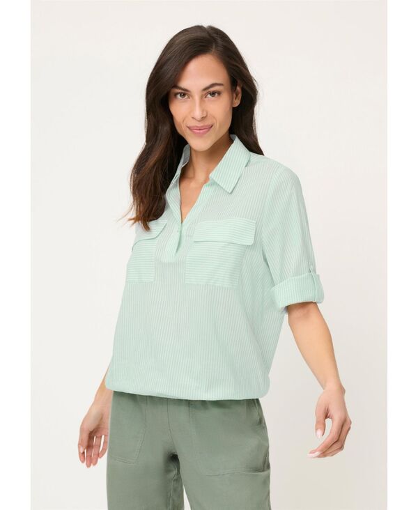 オルセン レディース トップス シャツ ブラウス Olsen Women'stripe Blouse Jade ストライプ|ReVida 店