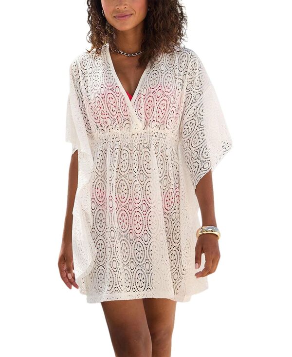 ラスカーナ レディース トップス ワンピース レース LASCANA Women's Flowy Lace Cover up Beach Dress White ホワイト|ReVida 店
