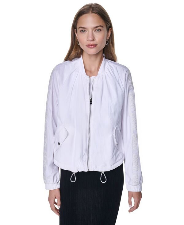 ダナ キャラン ニューヨーク レディース アウター ジャケット・ブルゾン ロゴ DKNY Women's Logo Trim Rumpled Bomber Tech Jacket White ホワイト｜ReVida 店 33,670円