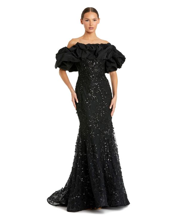 マックダガル レディース トップス ワンピース Mac Duggal Women's Applique Off The Shoulder Mermaid Gown Black ブラック｜ReVida 店 213,900円