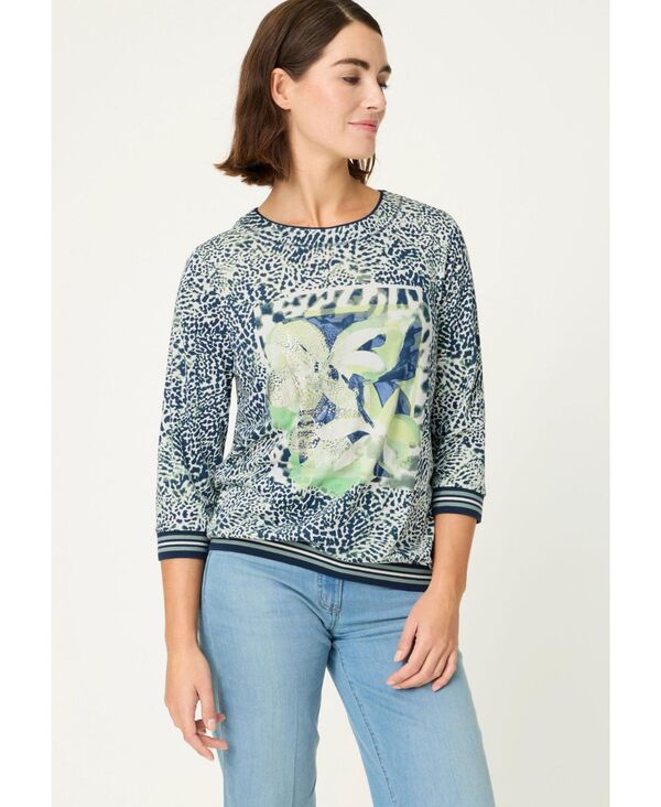 オルセン レディース トップス Tシャツ プリント レース Olsen Women's Animal Placement Print-Shirtrue navy ネイビー｜ReVida 店