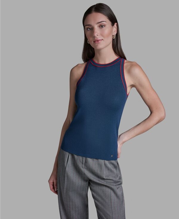 ビーシビージー レディース トップス シャツ クルーネック BCBG Women's Crew Neck Tank Top Indigo Night/rouge A インディゴ|ReVida 店