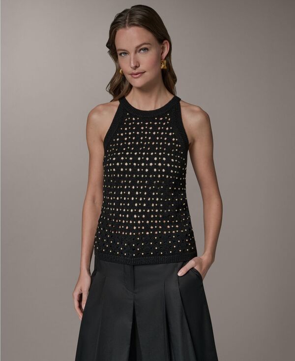 ダナ キャラン ニューヨーク レディース アウター ニット・セーター クルーネック ホルター Donna Karanew York Women's Halter Crewneck Hotfix Sweater Black ブラック|ReVida 店