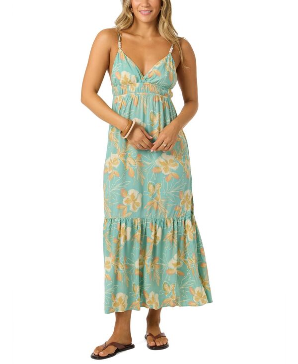 オニール レディース トップス ワンピース プリント ミディ O'Neill Women's Viscose Julez Tiki Printed Midi Dress Green グリーン｜ReVida 店