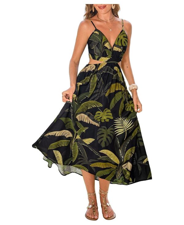 カップシー レディース トップス ワンピース マキシ Cupshe Women's Paradise Island Tropical Maxi Beach Dress Brown ブラウン|ReVida 店