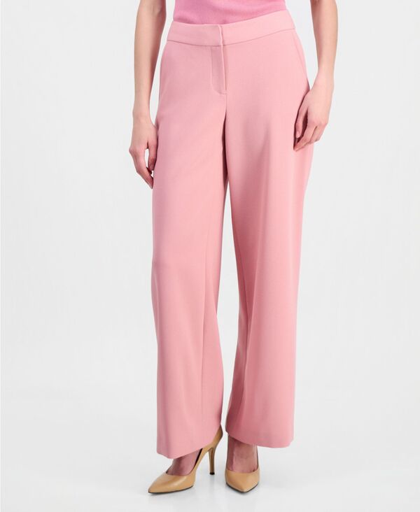 タハリエーエスエル レディース ボトムス カジュアルパンツ ワイドレッグ リネン Tahari ASL Women's Mid-Rise Wide Leg Linen Blend Pants French Pink ピンク｜ReVida 店