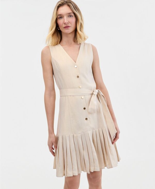 アイ.エヌ.シー インターナショナル コンセプト レディース トップス ワンピース ノースリーブ リネン I.N.C. International Concepts Women'sleeveless Linen-Blendress Gold Foil ゴールド|ReVida 店